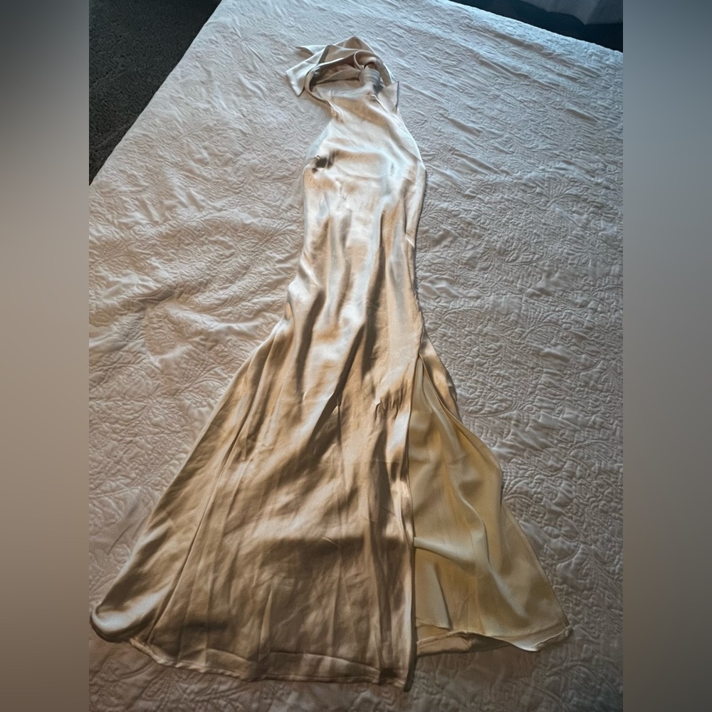 Elegant Cream Satin Evening Gown